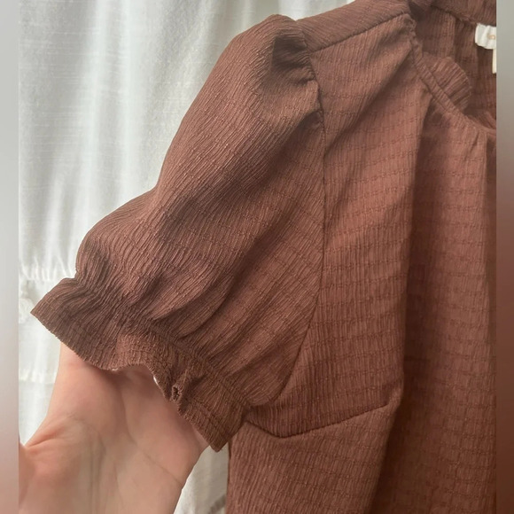 Monteau Los Angeles cropped blouse brown size M - Picture 5 of 8